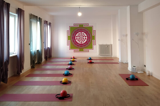 Lezione di yoga o pilates per due persone